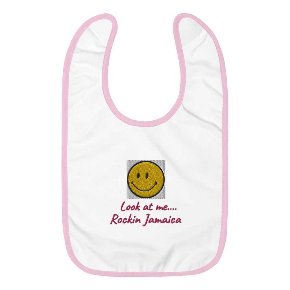 Rockin Jamaican Wears Embroidered Baby Bib - Rockin Jamaican Wears