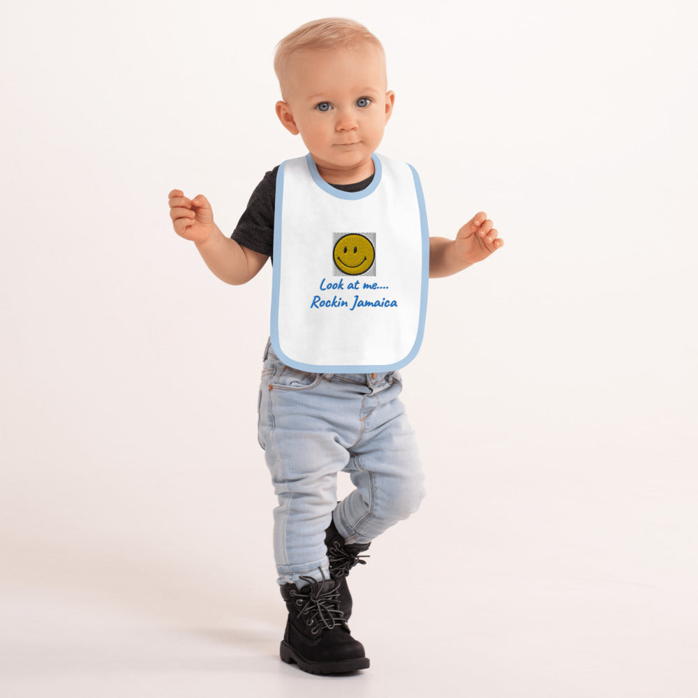 Rockin Jamaican Wears Embroidered Baby Bib - Rockin Jamaican Wears